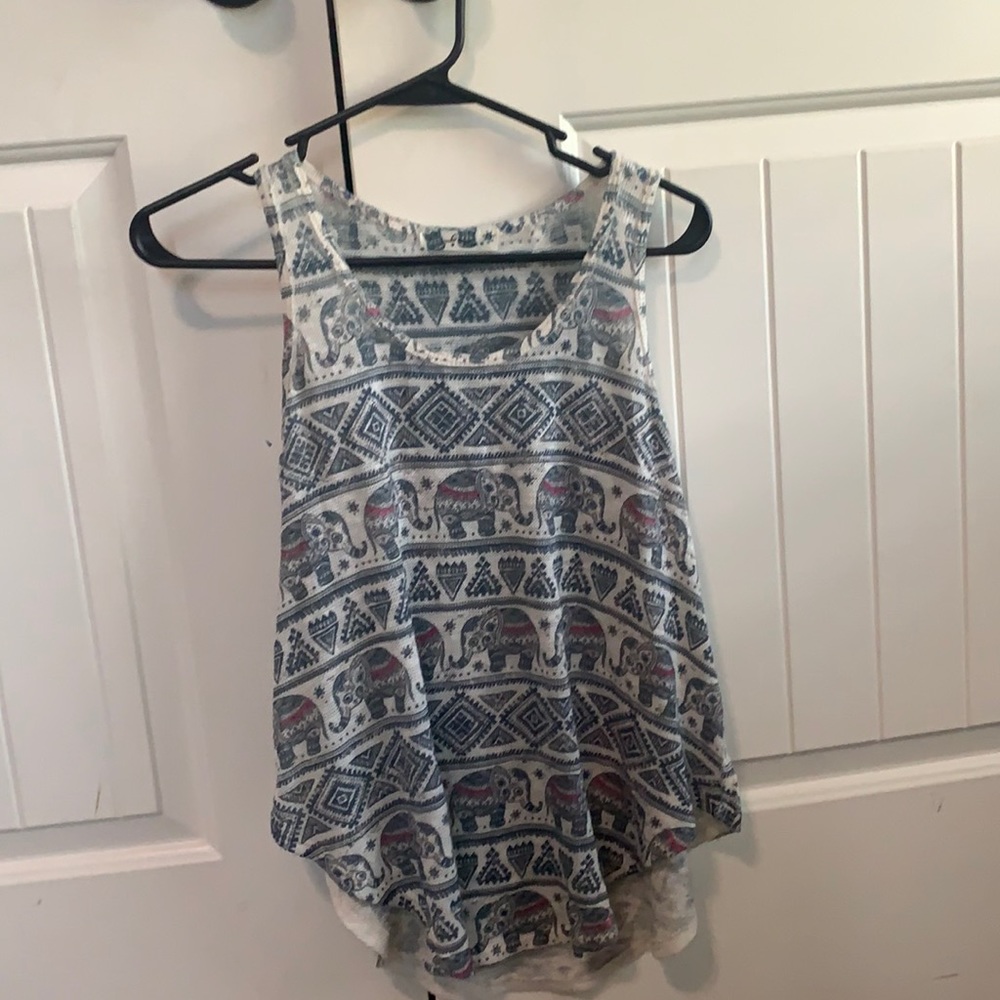 Blue and pink elephant tank top